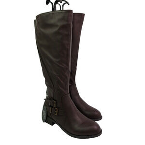 Style And Co Womens Size 6.5 Chocolate Milah Almond Toe Knee High Riding Boots